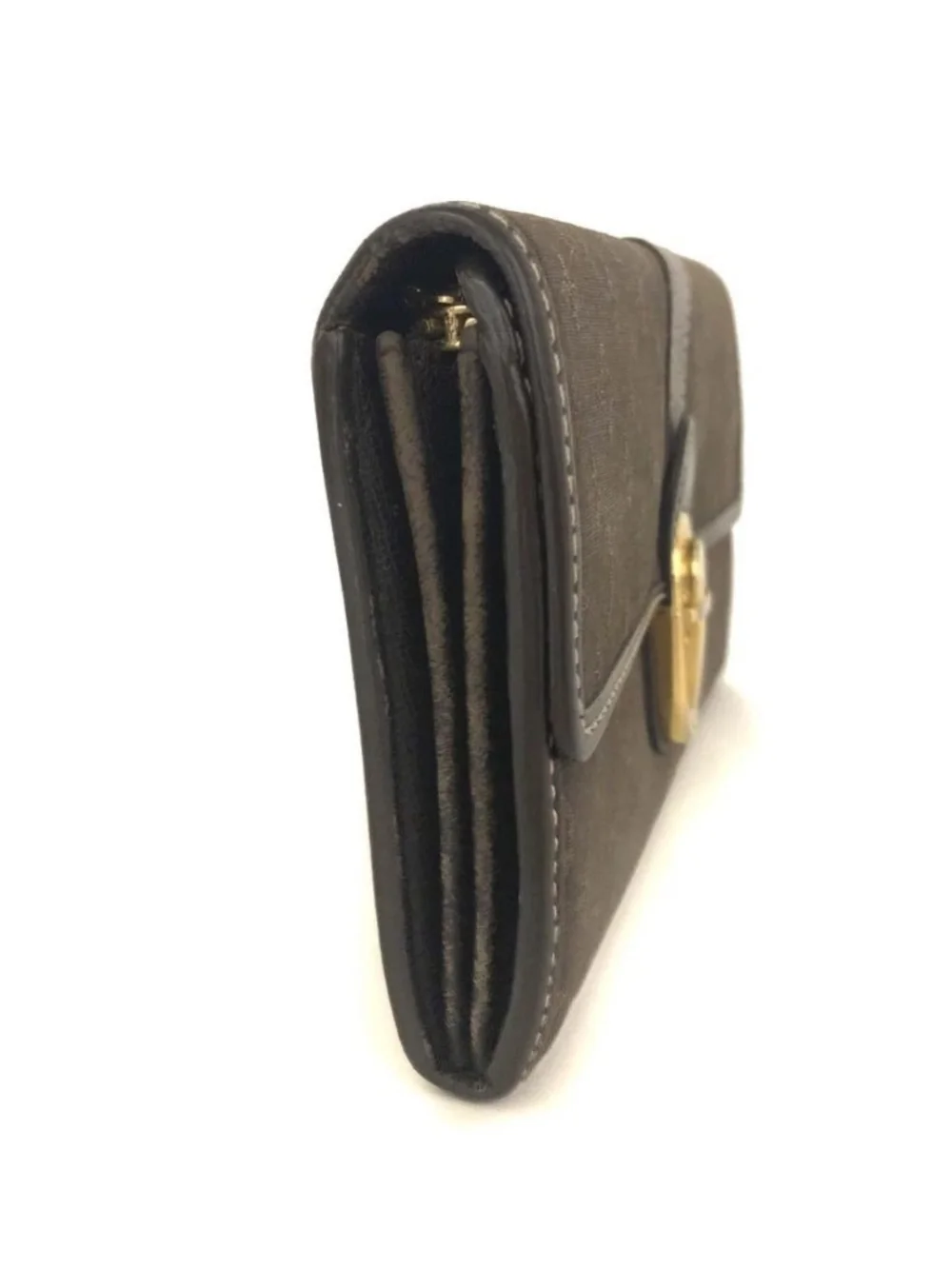 Louis Vuitton Brown Monogram Clutch Wallet with Gold Hardware